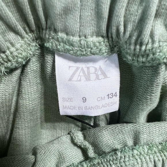 NWT ZARA Girls Green Athletic Comfy Shorts Sz 9 Drawstring Paper Bag Waist NEW!! - Picture 4 of 7
